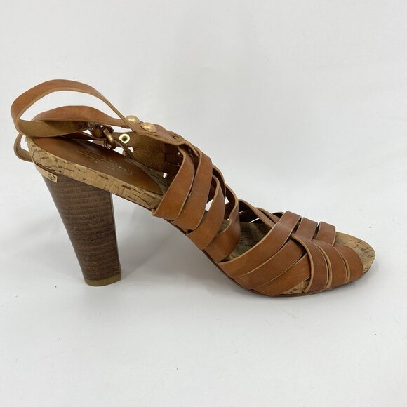 Coach Adrienn Vacchetta Strappy Brown Leather Sandals Shoes 8.5 B - Picture 2 of 10